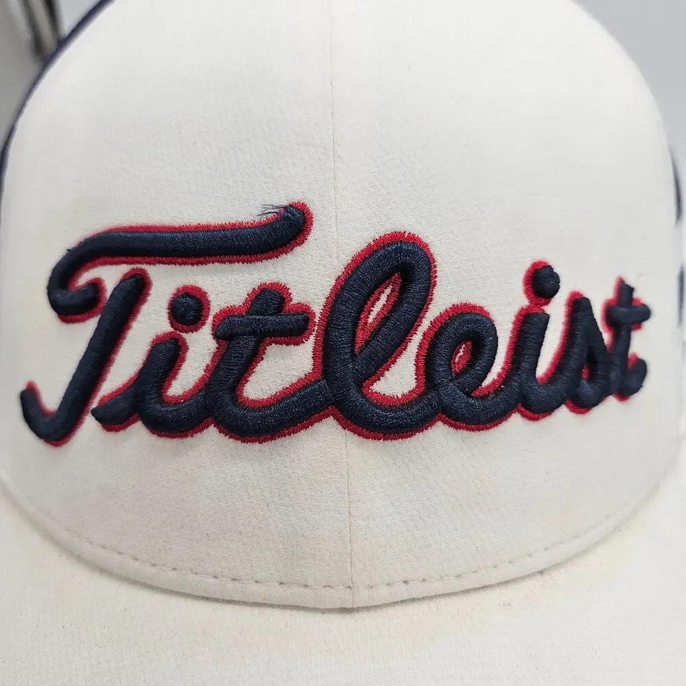 Titleist Golf Hat Cap Fitted White Pro V1 Golf USA American Flag Patriotic L/XL